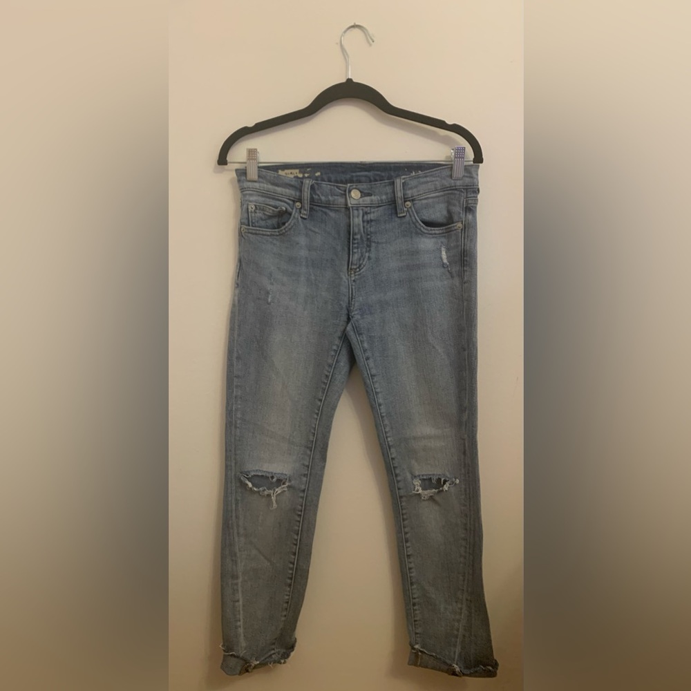 Gap 1969 Girlfriend Distressed Blue Jeans - Picture 2 of 9